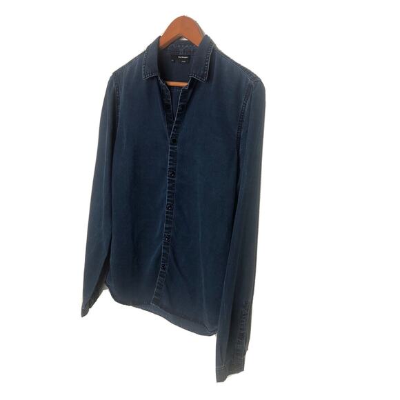 The Kooples Women’s Sz XS Blue Tencel Denim Long Sleeve Button Front Shirt - Picture 3 of 5